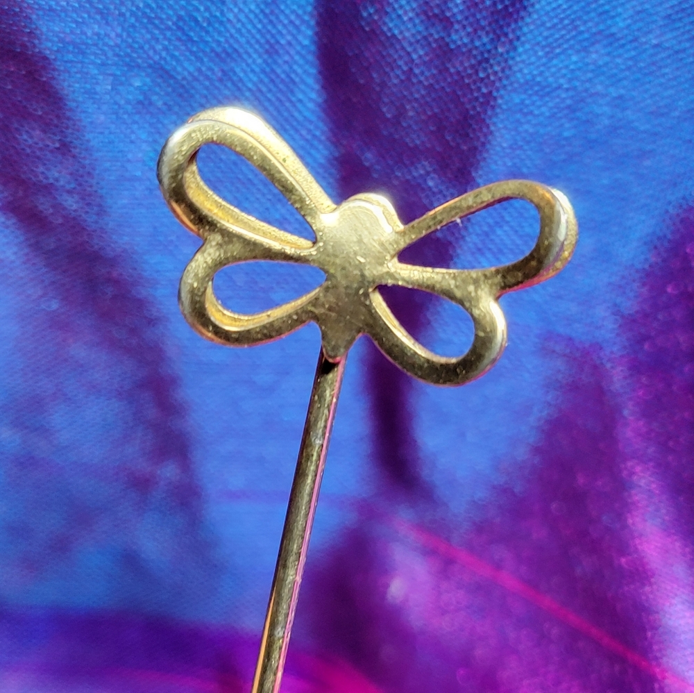 Vintage Butterfly Stick Pin Brooch Gold Tone Insect Stickpin Moth Insect